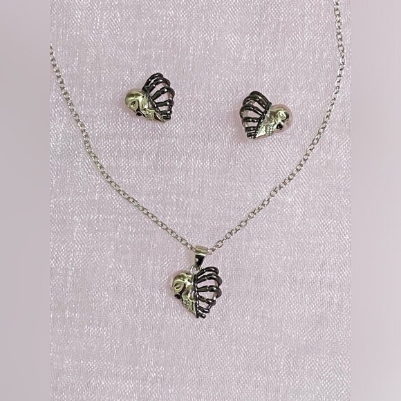 925 Sterling Silver Halloween Gothic Night Club Skeleton Heart  Skull Earrings - Picture 3 of 8